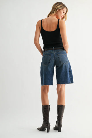 Just Black Seamed Longer Shorts