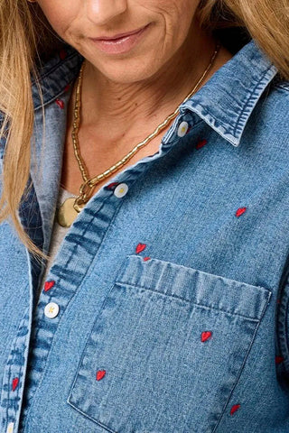 Kerri Rosenthal Mia Tiny Hearts Denim Shirt