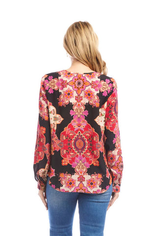 Karen Kane Long Sleeve Shirred Blouse