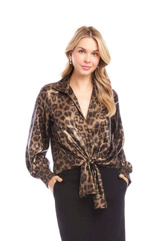 Karen Kane Tie Front Leopard Blouse