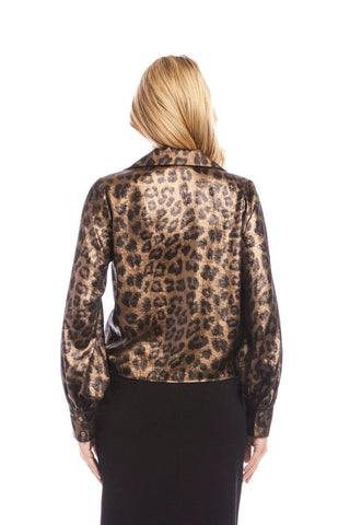 Karen Kane Tie Front Leopard Blouse