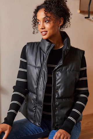 Karen Kane Faux Leather Quilted Puffer Vest