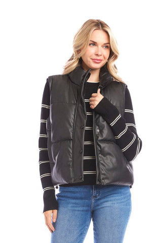 Karen Kane Faux Leather Quilted Puffer Vest