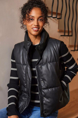 Karen Kane Faux Leather Quilted Puffer Vest