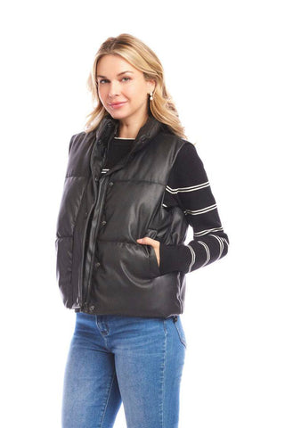 Karen Kane Faux Leather Quilted Puffer Vest