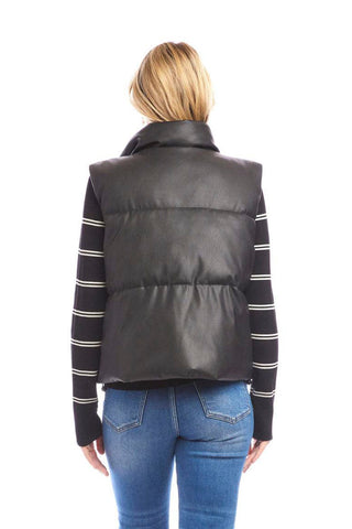 Karen Kane Faux Leather Quilted Puffer Vest