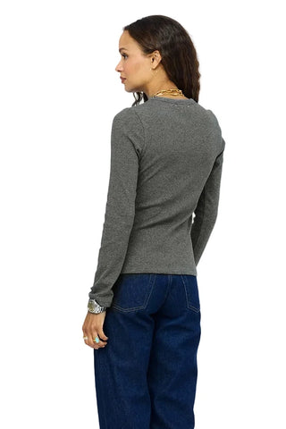 Kerri Rosenthal Long Sleeve Ribbed Shirt