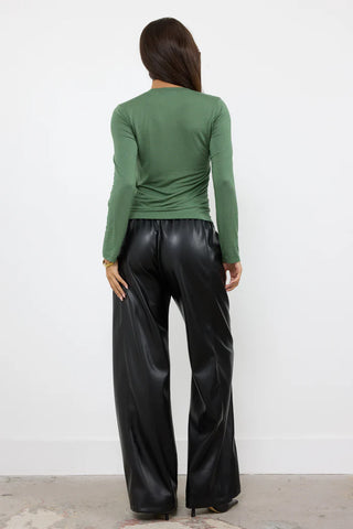 LA Made Niko V Neck Shirred Front Top