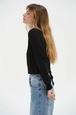 LNA Long Sleeve Ribbed Crew Tee - Premium clothing at Lonnys NY - Just $86! Shop Womens clothing now 