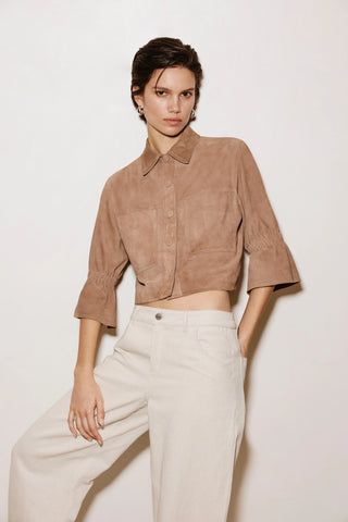 Lamarque Carolina Suede Ruffle Sleeve Jacket