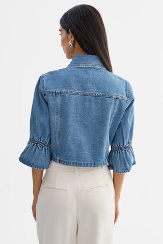 Lamarque Carolina Denim Ruffle Sleeve Jacket