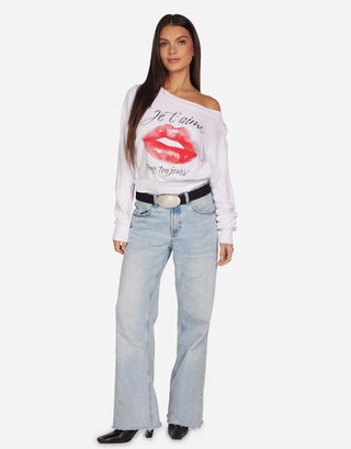 Lauren Moshi Bronwyn Je T'aime Off Shoulder Shirt