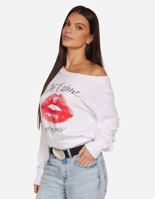 Lauren Moshi Bronwyn Je T'aime Off Shoulder Shirt