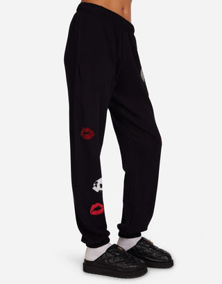 Lauren Moshi Chantria Studded Skulls and Lips Sweatpants - Premium clothing at Lonnys NY - Just $176! Shop Womens clothing now 