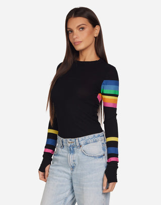 Lauren Moshi McKinley Butterfly Stripe Long Sleeve Tee