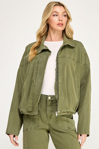 Level 99 Blake Funnel Neck Bomber Jacket
