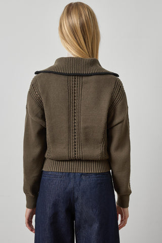 Lilla P Contrast Collar Zip Cardi Jacket