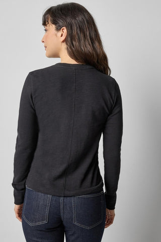 Lilla P Self Trim Long Sleeve V Neck Tee