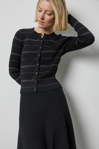 Lilla P Metallic Striped Cardigan