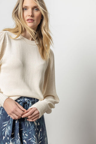 Lilla P Pointelle Sleeve Sweater - Premium clothing at Lonnys NY - Just $194! Shop Womens clothing now 