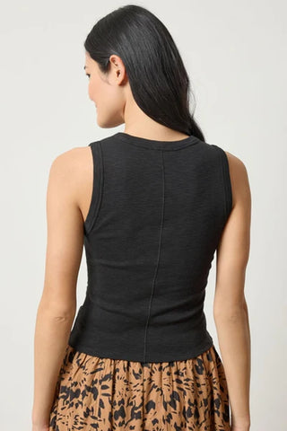 Lilla P Rib Slub Side Pleat Tank Top