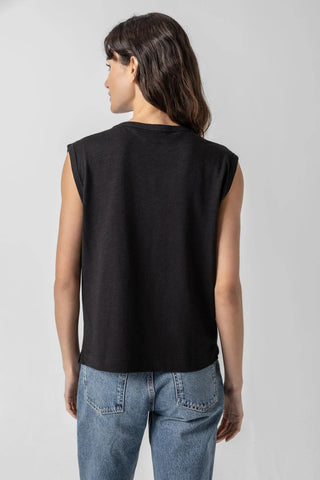 Lilla P Shirred Shoulder Scoop Tee - Premium clothing at Lonnys NY - Just $92! Shop Womens clothing now 