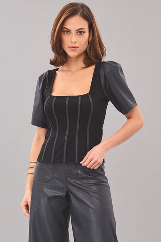 Lola & Sophie Ponte Leather Corset - Premium clothing at Lonnys NY - Just $190! Shop Womens clothing now 