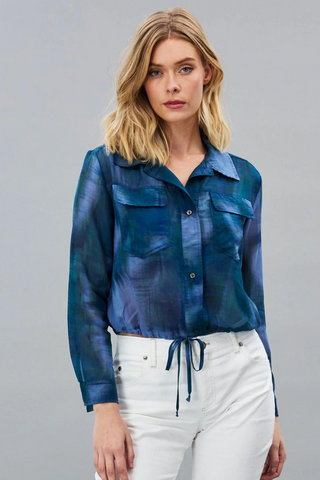 Lola & Sophie Tie Dye Voile Drawstring Top - Premium Shirts & Tops at Lonnys NY - Just $189! Shop Womens clothing now 