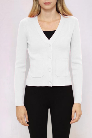 Lonnys Long Sleeve 3 Button V-Neck Cardi W/Pockets - Premium sweater at Lonnys NY - Just $97! Shop Womens clothing now 