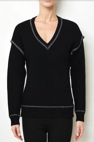 Lonnys V-Neck Texture Stitch Top - Premium clothing at Lonnys NY - Just $110! Shop Womens clothing now 