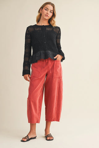 Love & Luxury Lace Bottom Knit Cardigan