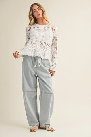 Love & Luxury Lace Bottom Knit Cardigan