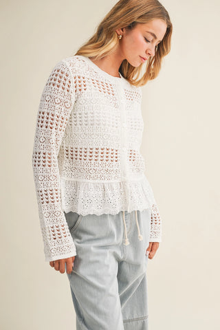 Love & Luxury Lace Bottom Knit Cardigan