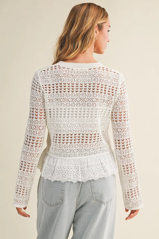 Love & Luxury Lace Bottom Knit Cardigan