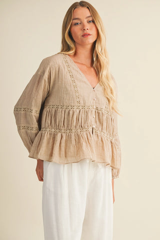 Love & Luxury V Neck Ruffle Blouse