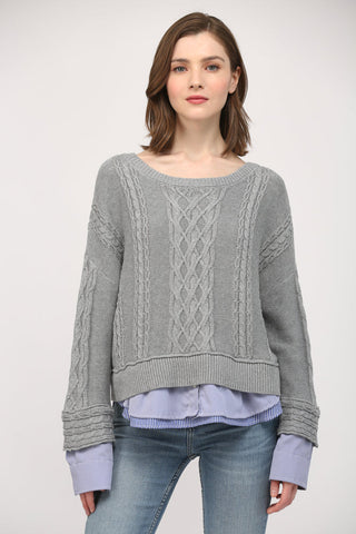 Love & Revenge Illusion Cable Knit Sweater - Premium clothing at Lonnys NY - Just $87! Shop Womens clothing now 