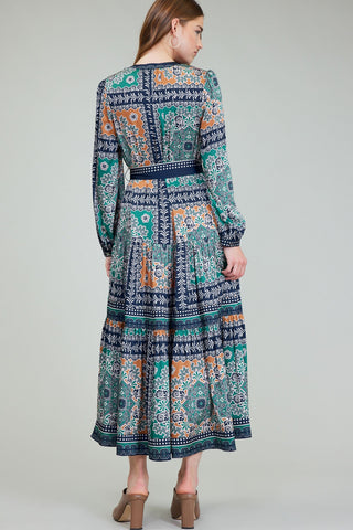 Madison Boho Printed Belted Maxi Dress