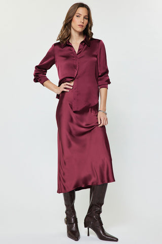 Madison 3/4 Sleeve Satiny Button Down Shirt