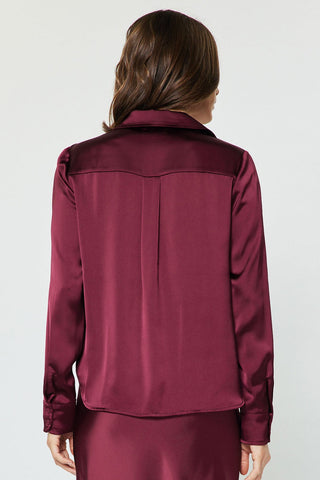Madison 3/4 Sleeve Satiny Button Down Shirt