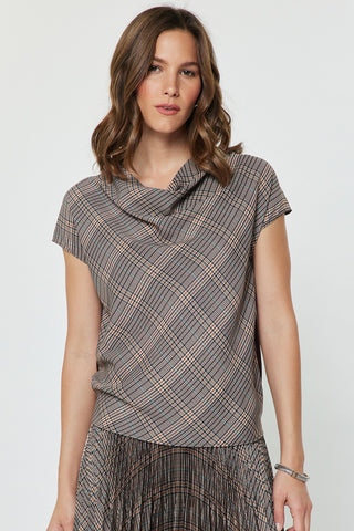 Madison Cowl Neck Short Sleeve Blouse