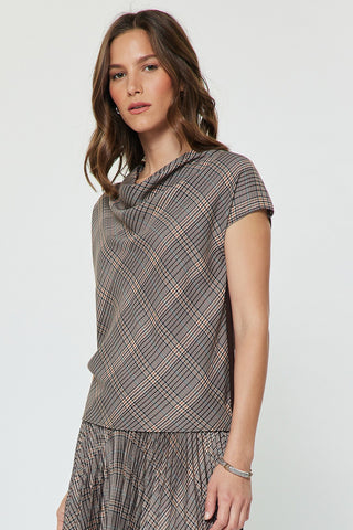 Madison Cowl Neck Short Sleeve Blouse