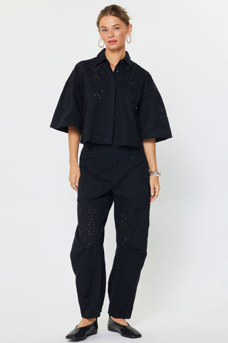 Madison Eyelet Embroidered Cropped Shirt