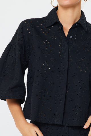 Madison Eyelet Embroidered Cropped Shirt