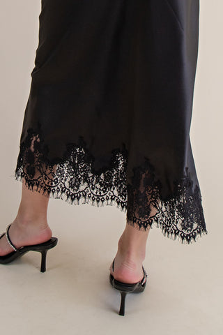 Madison Lace Trim Satin Skirt