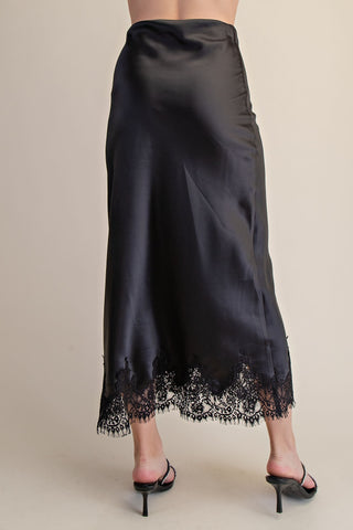 Madison Lace Trim Satin Skirt