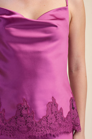 Madison Cowl Neck Lace Trim Cami Top