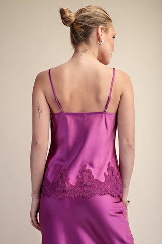 Madison Cowl Neck Lace Trim Cami Top