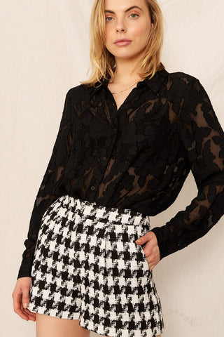 Madison Long Sleeve Burnout Button Down