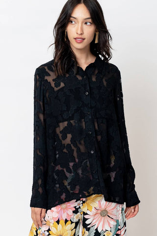 Madison Long Sleeve Burnout Button Down