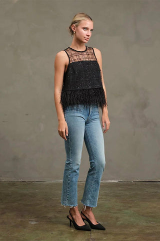 Madison Luxe Grid Feather Top